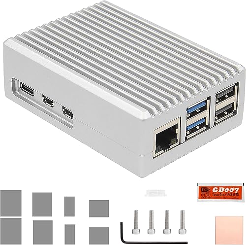 Geekworm Caja de refrigeración pasiva de aluminio resistente para Raspberry Pi 5 (P573-Sliver)