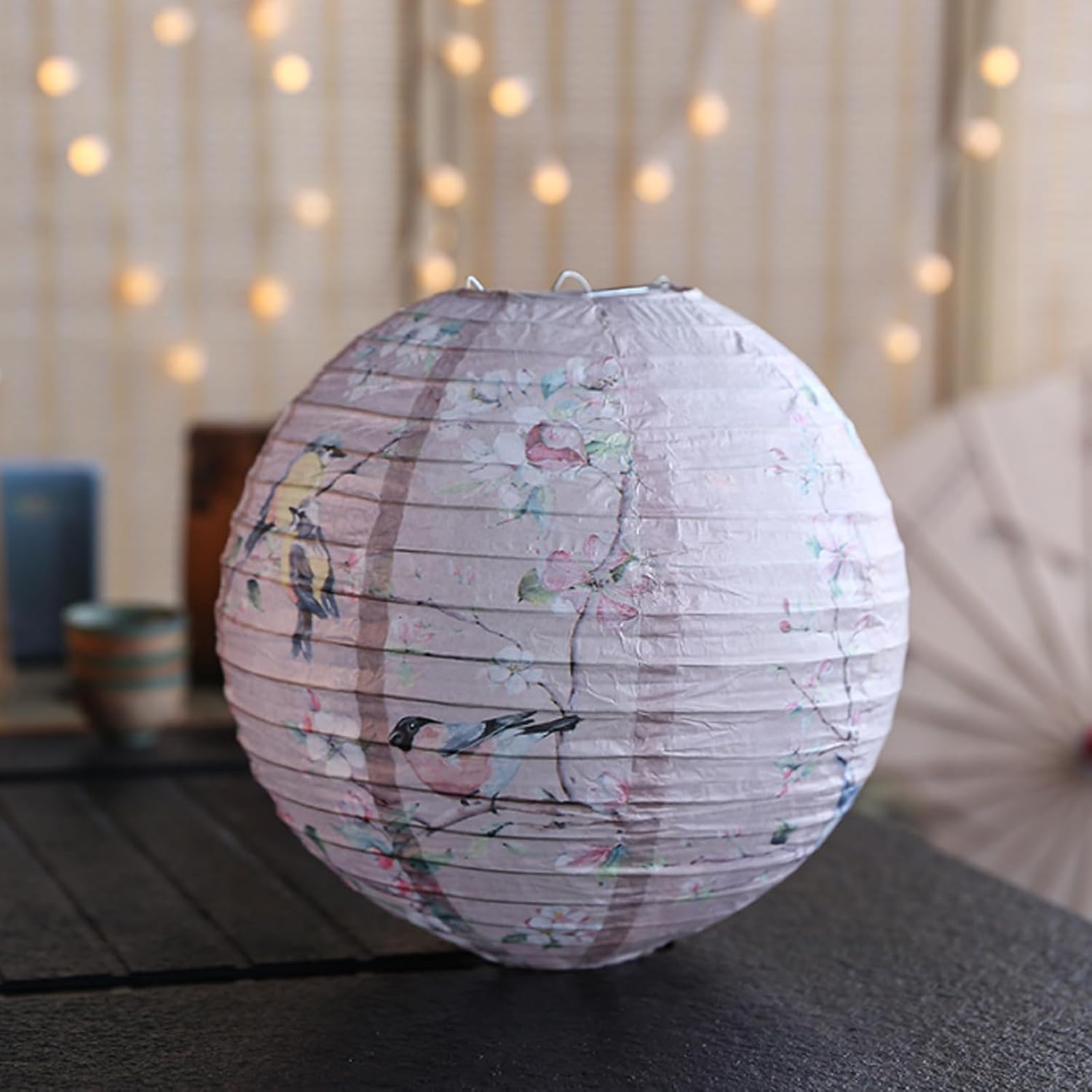 12 Inch Round Paper Lantern Lamp Shade 2pcs Mid-Autumn Festival Lantern Chinese Oriental Style Hanging Lantern Light for Hopping Mall Restaurant Home