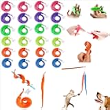 sumrica Magic Fuzzy Worm String Toy (24PCS)- Interactive Pet & Adult Playmate, 6-Color Bulk Party Favor with Invisible String for Cats, Magic Tricks, Birthdays & Gifts!