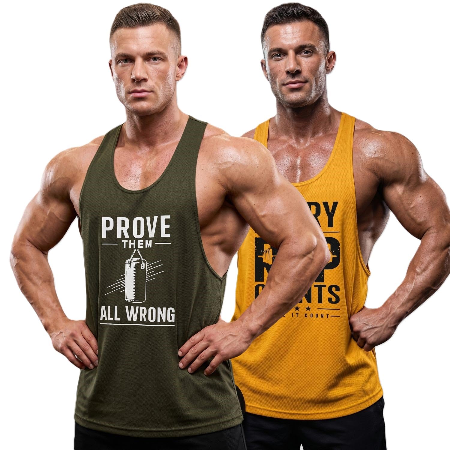 zeffit Men's Printed Gym Stringer Vest Combo Pack of 2 Scoop Neck Sleeveless Polyester Gym Vest-picture-25