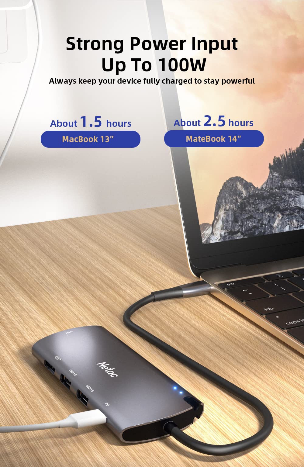 Netac Aluminiowa obudowa do M.2 SATA 6 w 1 - wejście (1xUSB-C, 1xPD Recharge), wyjście (2xUSB3.0-A, 1xHDMI, 1xRJ45, 1xM.2 SATA)