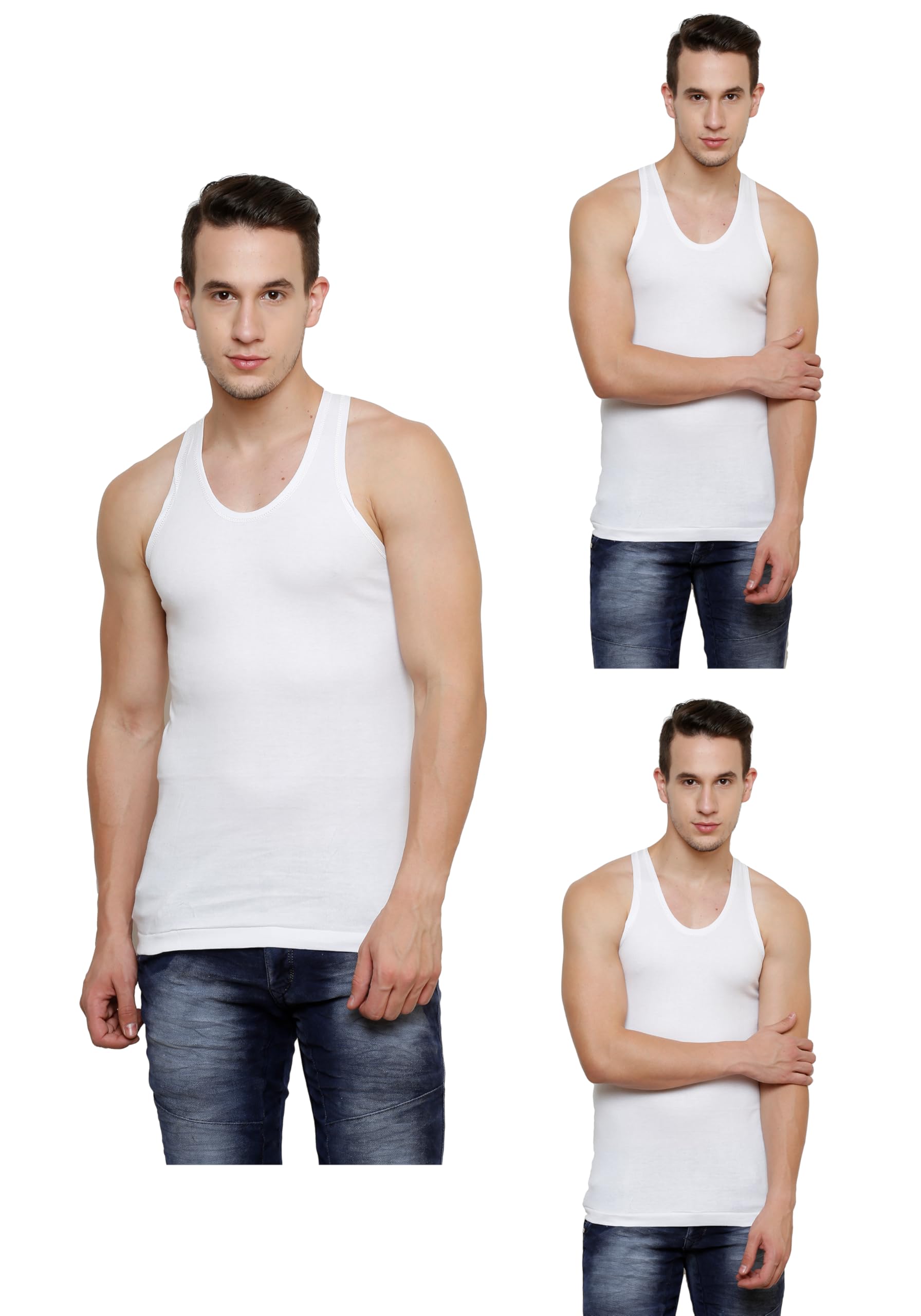 prince Super Deluxe Round Neck Cotton Men's Vest- White, Feather Soft 100% Combed Cotton, Snug Fit, Quality Stitching - Moisture Absorbing & Breathable-picture-34
