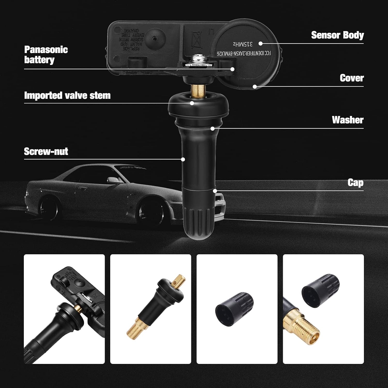 BDFHYK TPMS Sensor GM 315Mhz Programmed Tire Pressure Monitoring Sensor Compatible with Chevy Buick Cadillac GMC Pontiac 13598771 13598772 13586335