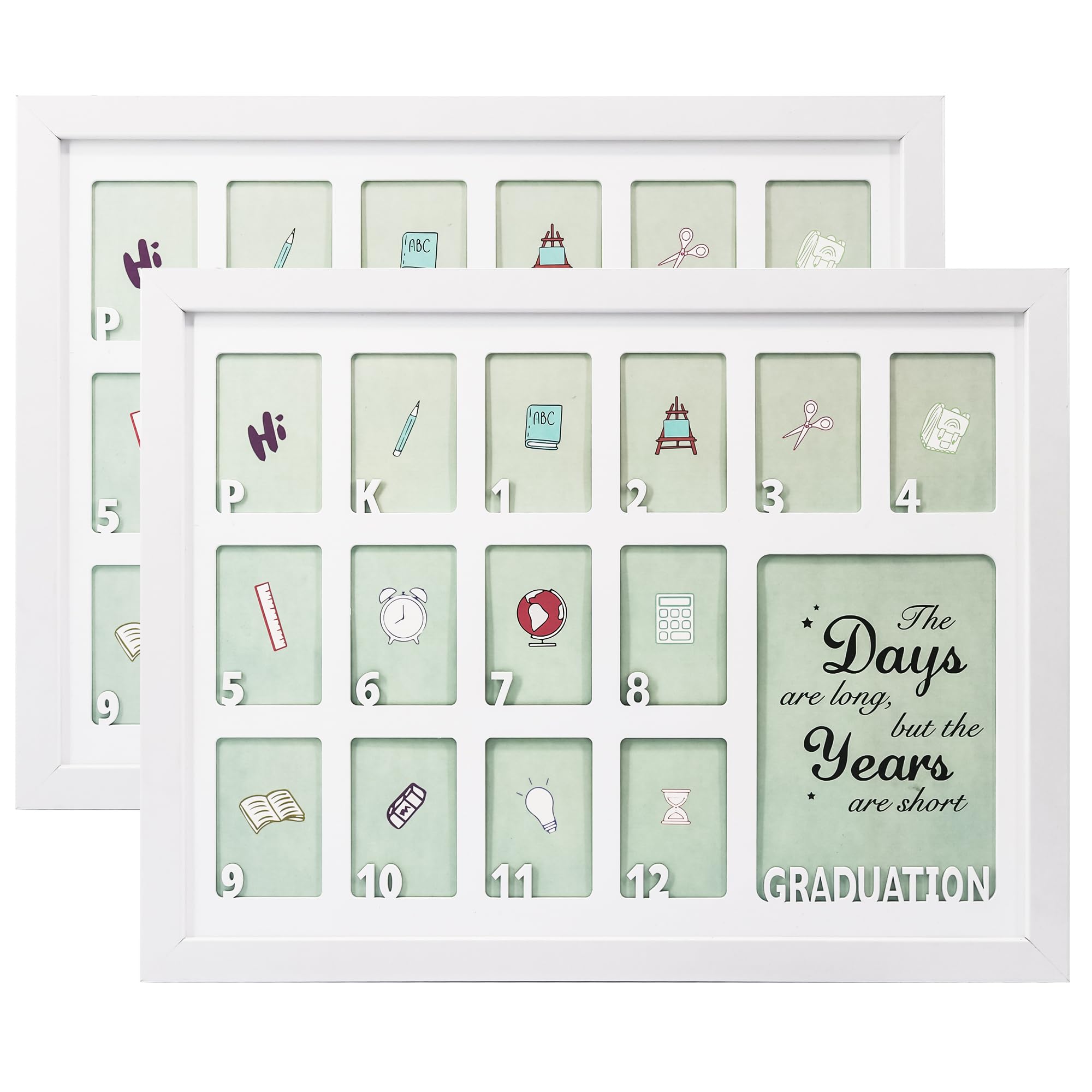 Photo 1 of GMFrames School Days Photo Frames Prek-12x16 for Pre-School & Kindergarten to 12th Grade White 2 Pack