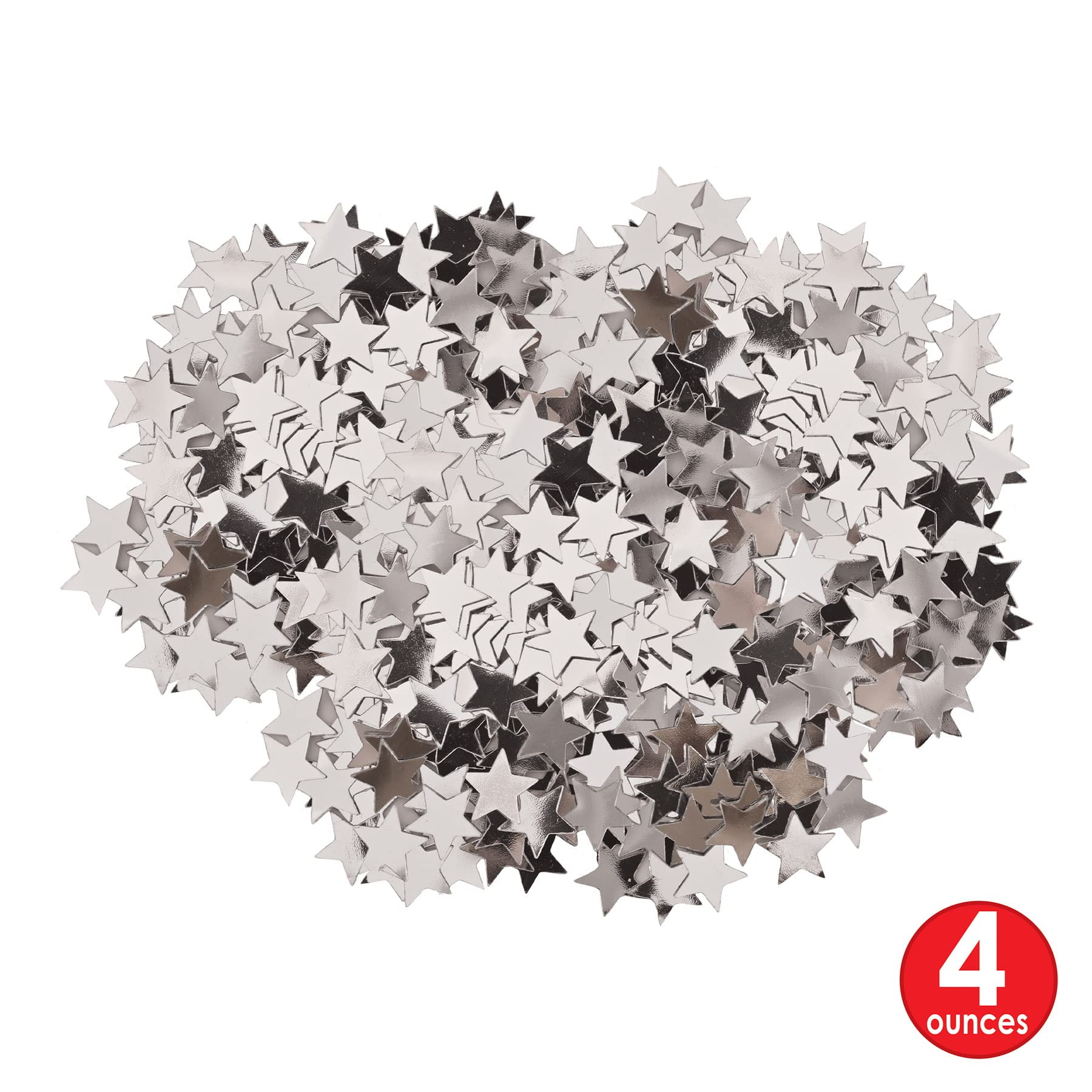 Beistle S50621SAZ4, 4 Packages Fanci Fetti Stars, 1 Ounce of Confetti in Package, Total of 4 Ounces of Confetti (Silver)