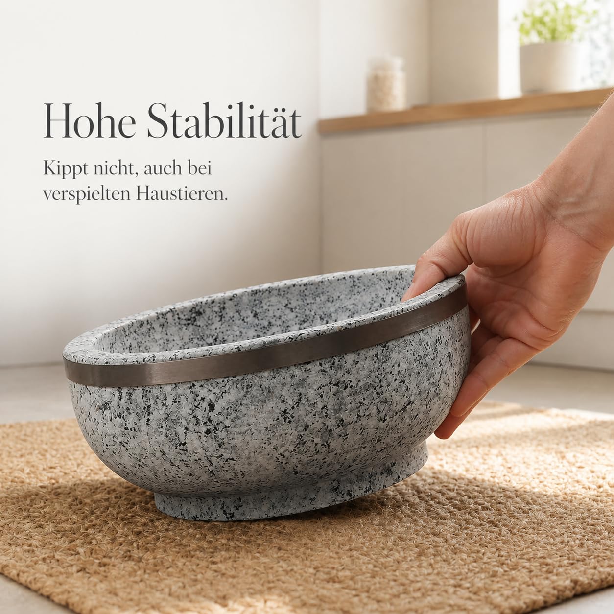Futt für Hunde, Beschwerte Steinschale, 16 cm