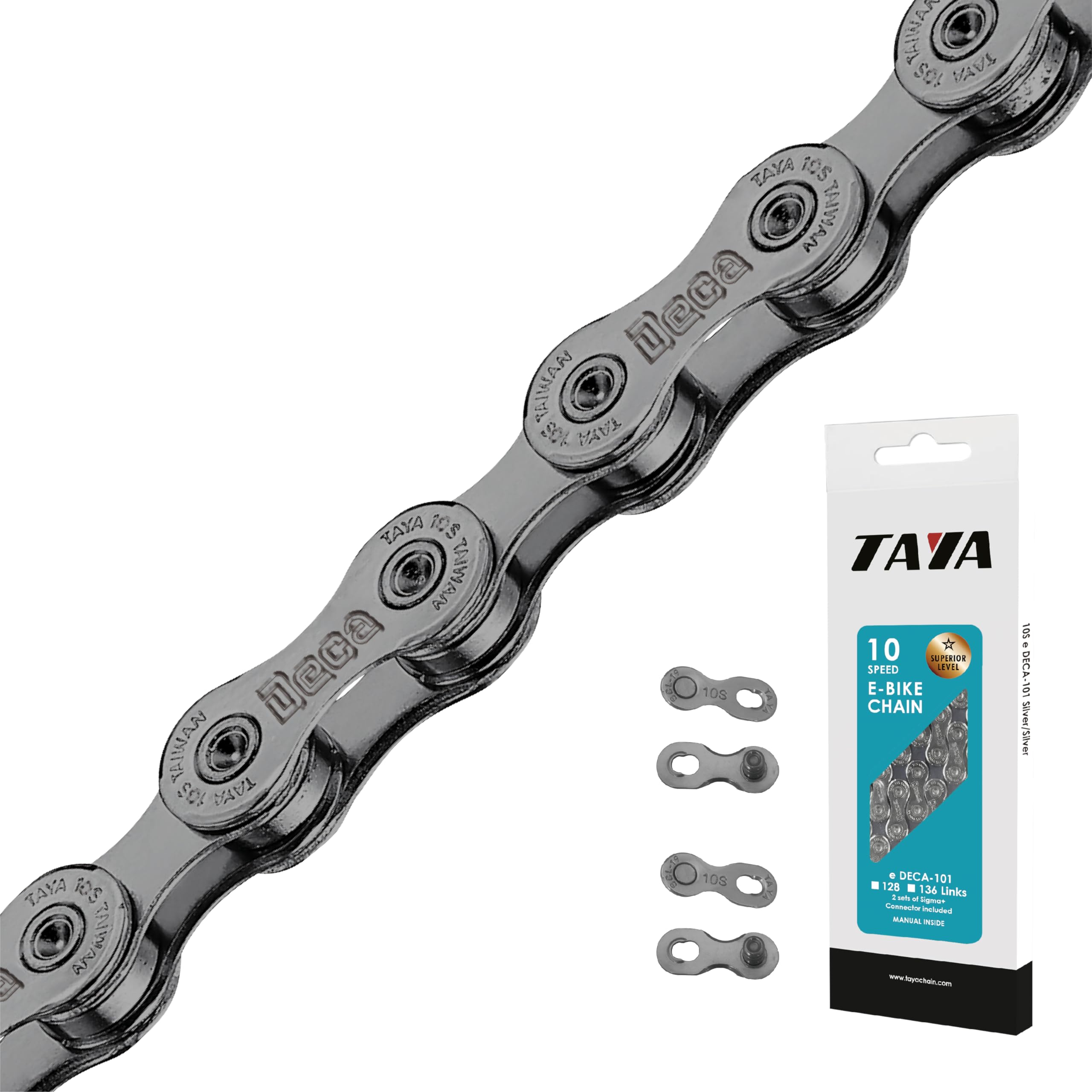 タヤタヤ TAYA e-DECA-101 10-Speed Bike Chain, 136 Links, GST Rust-Proof, Durable and Smooth Shifting, for Gravel and MTB