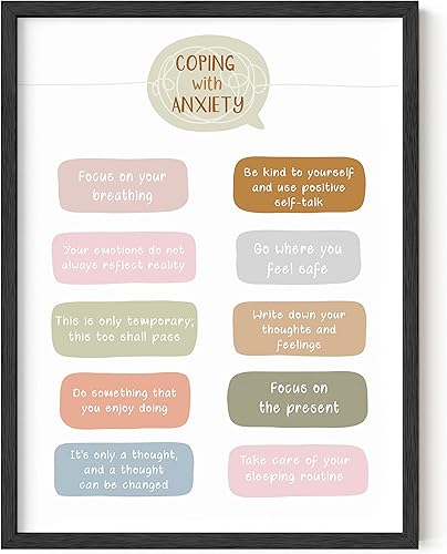 HAUS AND HUES Decoración enmarcada de oficina de asesoramiento Arte de pared de salud mental para oficinas de terapia, sala de salud escolar y