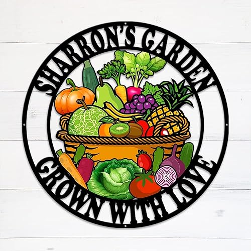 Miniatura 3 de MeMate Letrero de jardín de verduras para decoración al aire libre, letreros de jardín para personalizar, decoraciones de metal personalizadas,