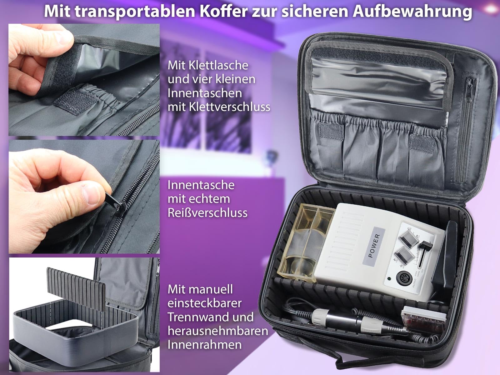 Elektrisches Fußpflegegerät Pediküre Schleifgerät zur Hand oder Fußpflege | Nagelfräser mit 30.000 Umdrehungen pro Minute Einsteiger Set für zu Hause mit Transportschutz