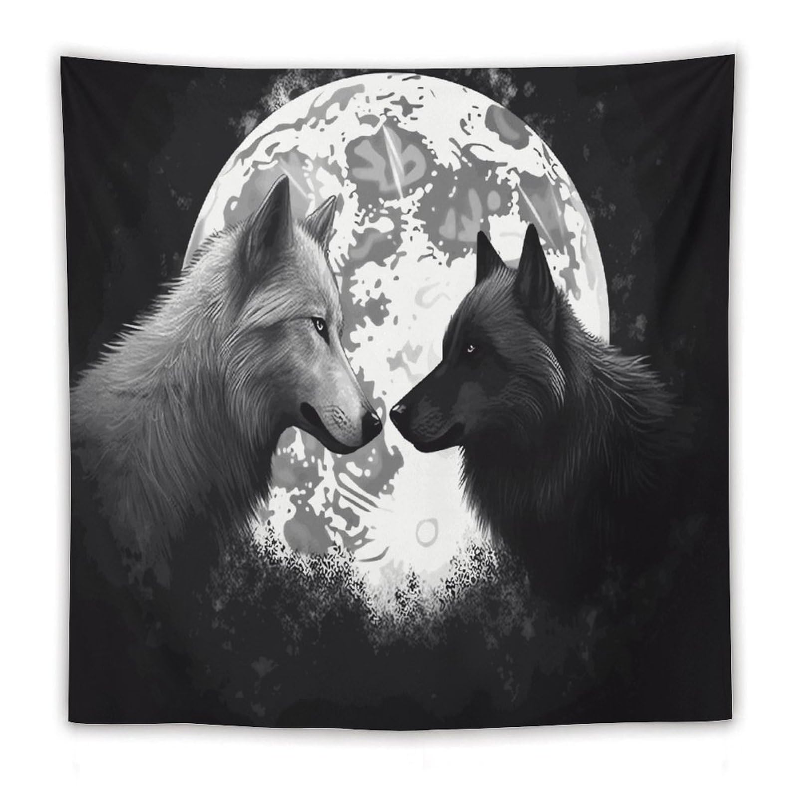 LDGSUPH Wolves Love Under The Moon Wild Animal Tapestry Wall Hanging Decor Anti-fading Aesthetic Wall Tapestries Fashion Wall Blanket Decor Modern Wall Art Tapestry for Bedroom Home Decor 60"x60"