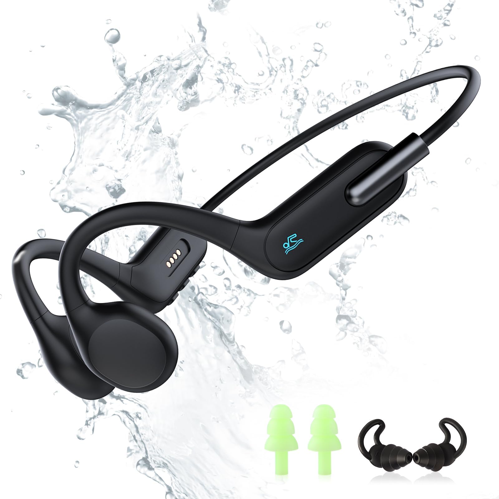 HIFI WALKER Waterproof Swimming Headphones IPX8, Bone Conduction Underwater Headphones with MP3 Player 32GB Memory, Bluetooth 5.3 Wireless Open-Ear for Swimming Running Cycling Gym