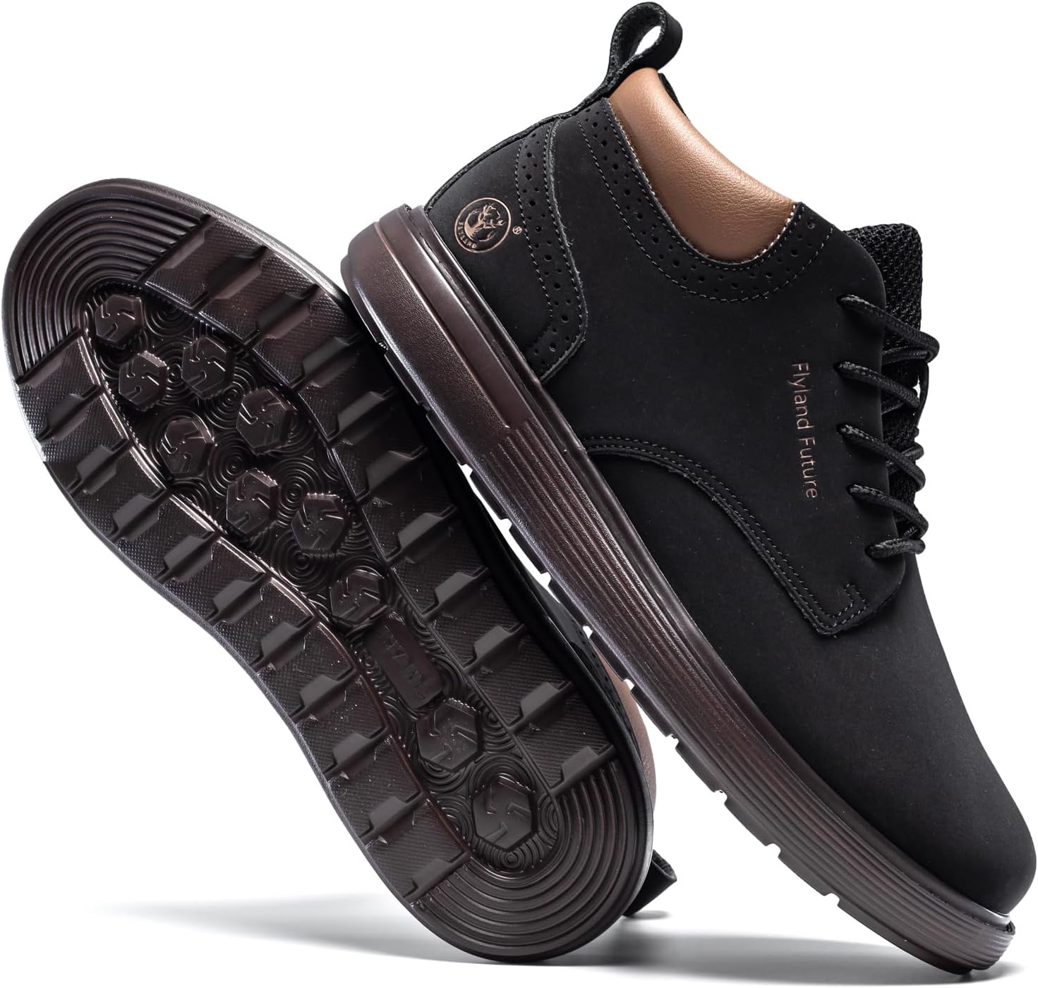 FLYLAND Men's Fashion Sneakers Chukaa Boots Leather Shoes Lace Up Lightweight Dress Boots Walking Driving Shoes - Image 6