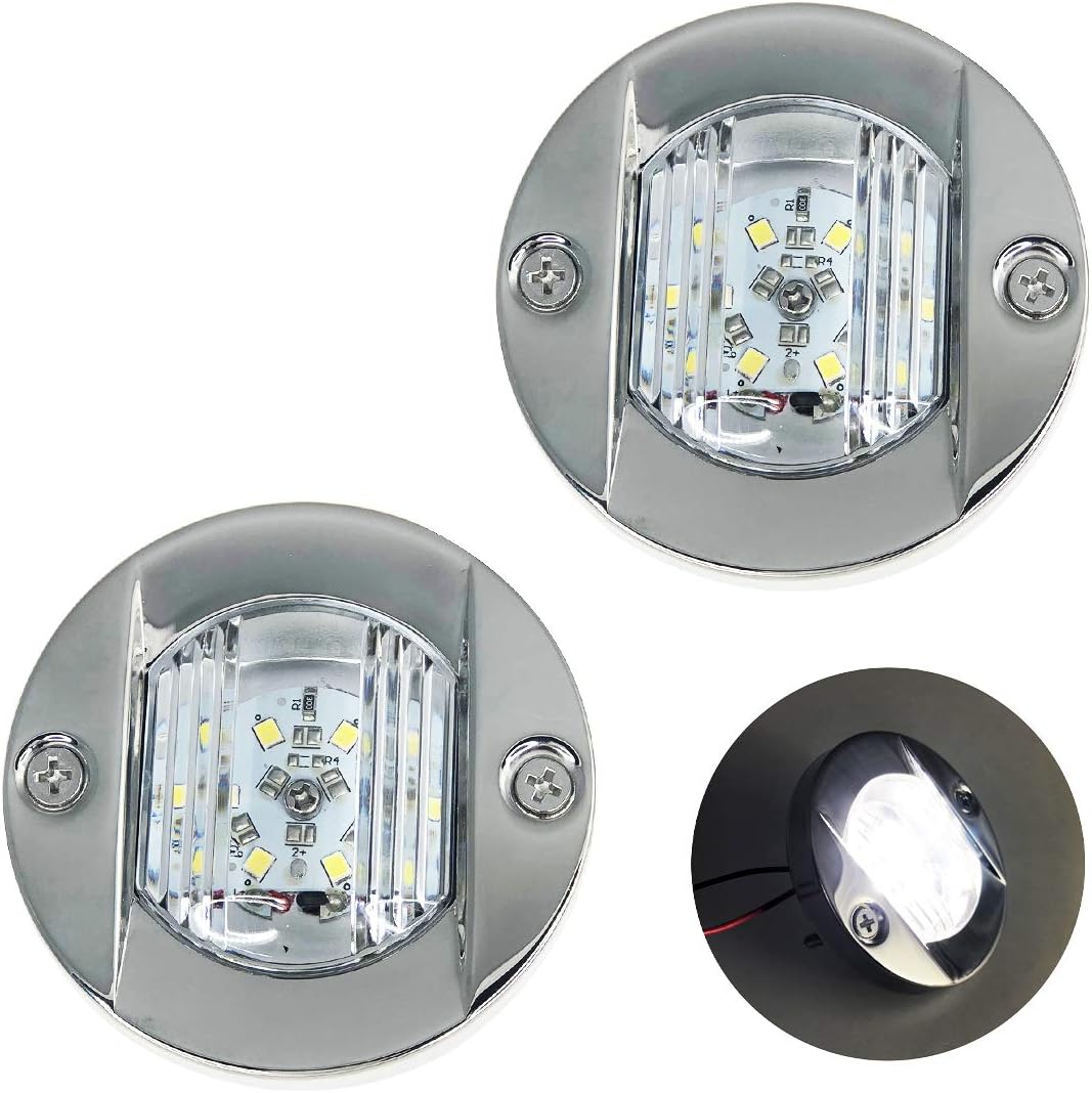 Pactrade Marine 2PCS Stainless Steel LED Navigation Light 3" Transom Mount Lamp