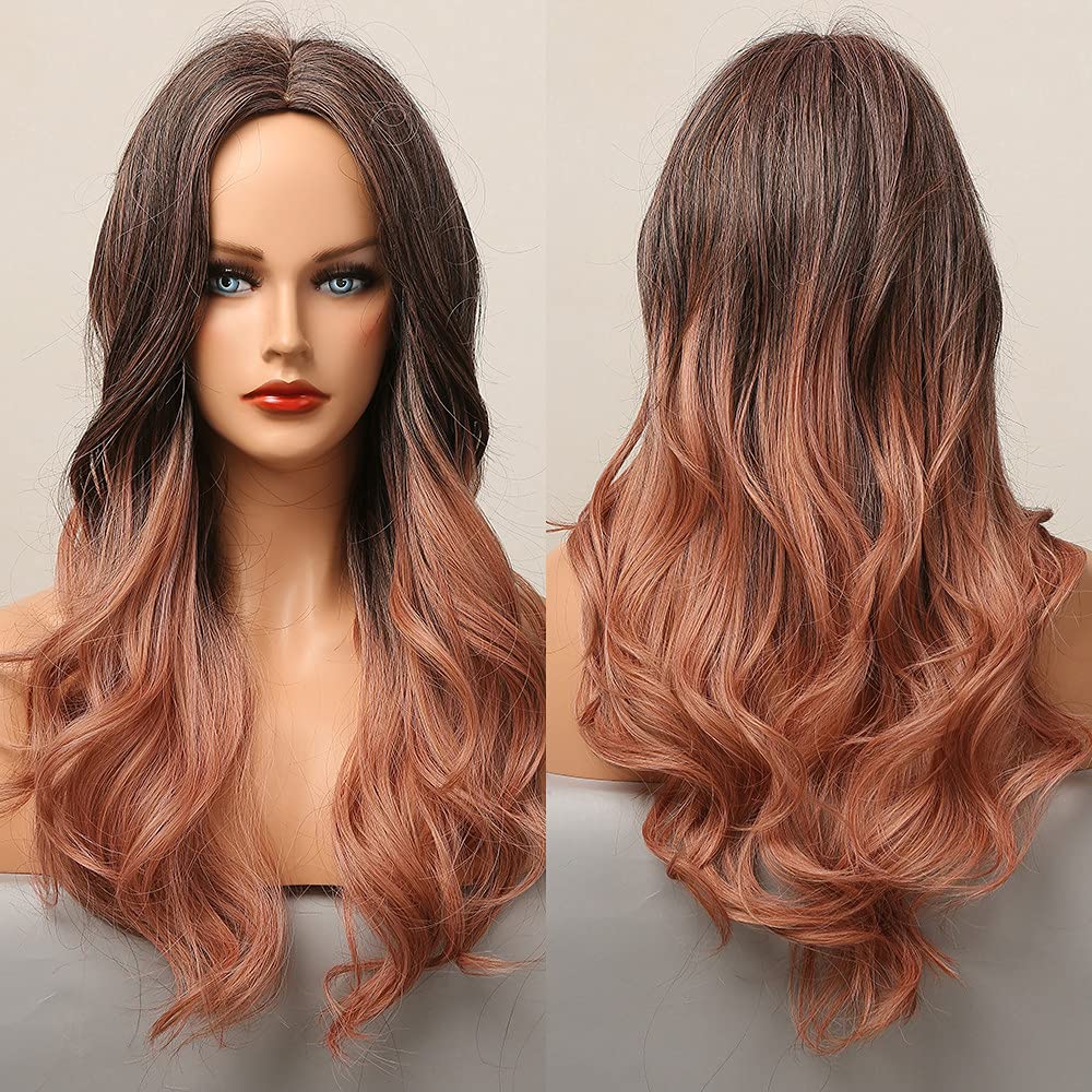 Long Layered Synthetic Wig Middle Part Ombre Daily Party Cosplay Chic Amazon.com : LONAI Black Wigs for Women 24 main image 2