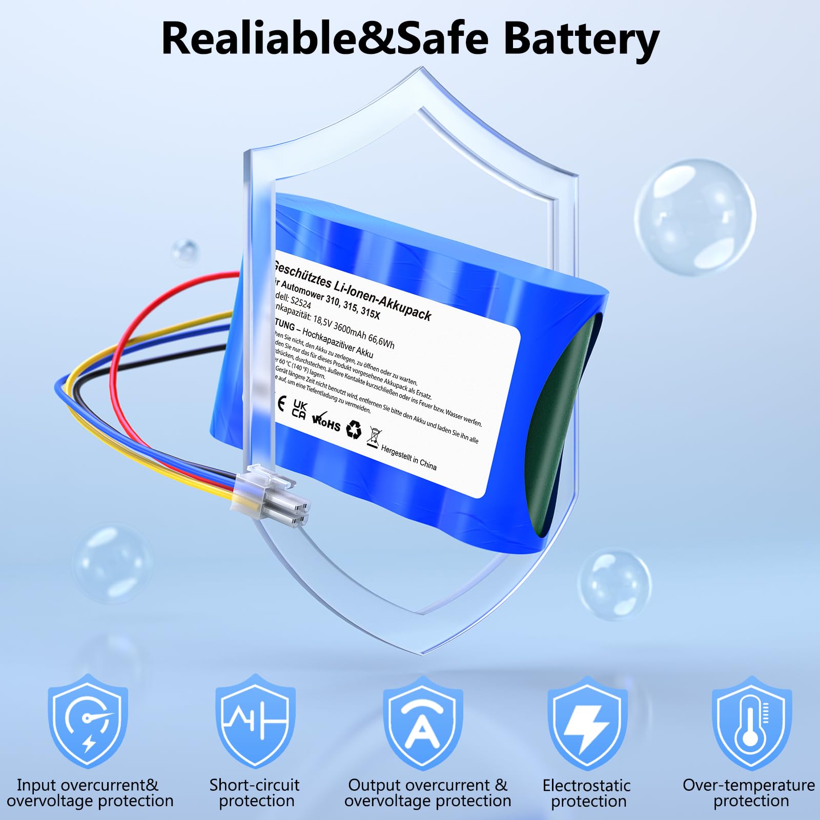 3600mAh Batterie Compatible avec Husqvarna Automower 310, 315, 315X | 18.5V Batterie compatible avec Gardena Sileno R100Li, R130Li et R160Li
