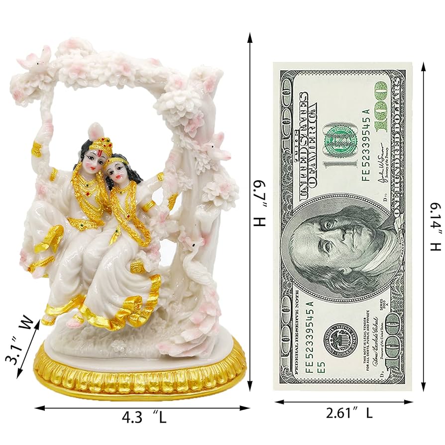 Amazon.co.jp: alikiki インド神ラーダクリシュナ像 - 高さ6.7