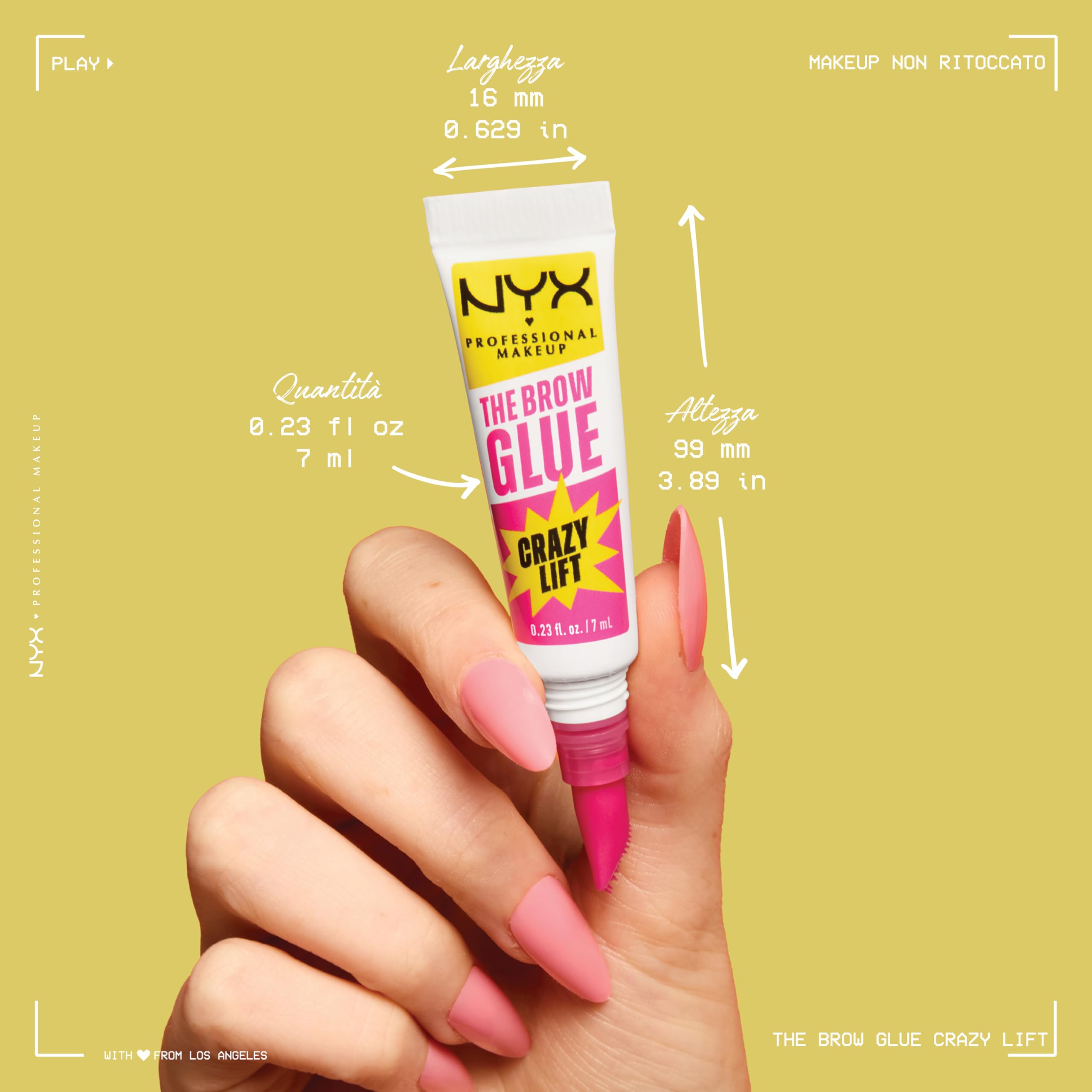 NYX Professional Makeup The Brow Glue Crazy Lift Gel Sopracciglia, Sopracciglia Effetto Laminazione e Fissate, Fino a 24h di Tenuta, Resistente al Sudore, Formula Vegana, 7 ml