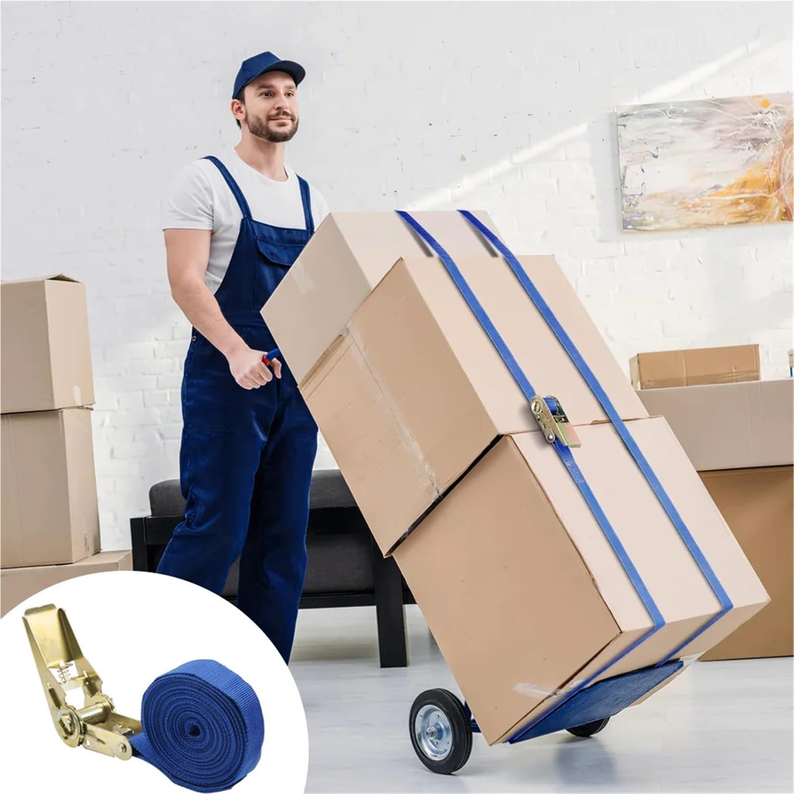 sangle moto Confezione da 6 cinghie di ancoraggio a cricchetto, 5 m × 25 mm con doppi ganci a J, resistenza al carico 800 kg for fissare il su camion, rimorchi, camper