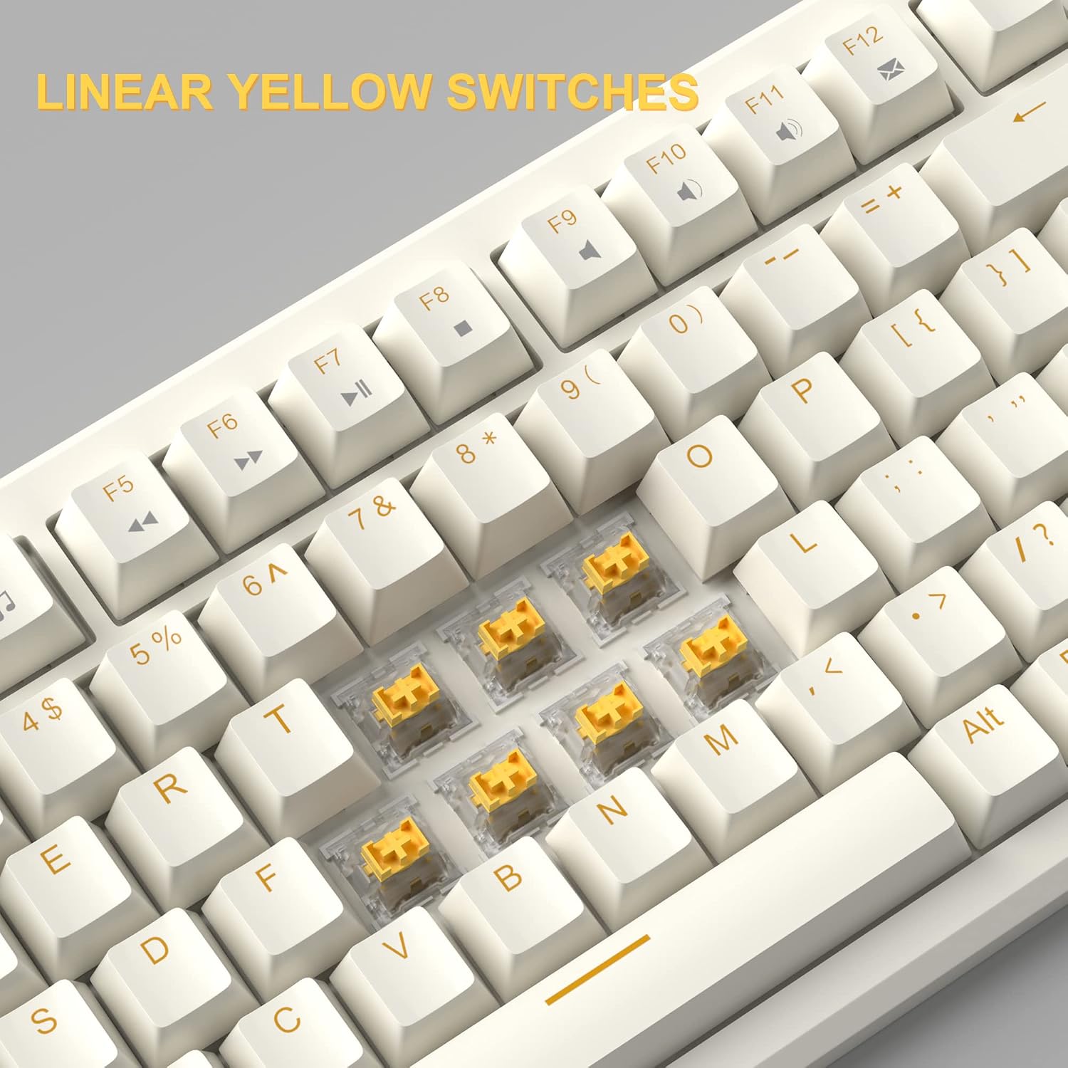 Mechanical Gaming Keyboard and Mouse, MageGee STAR98 Yellow LED Backlit Wired Gaming Keyboard with Yellow Switches, 7-Color Breathing PC Gaming Mouse for Computer, Windows, Laptop (White) image 3