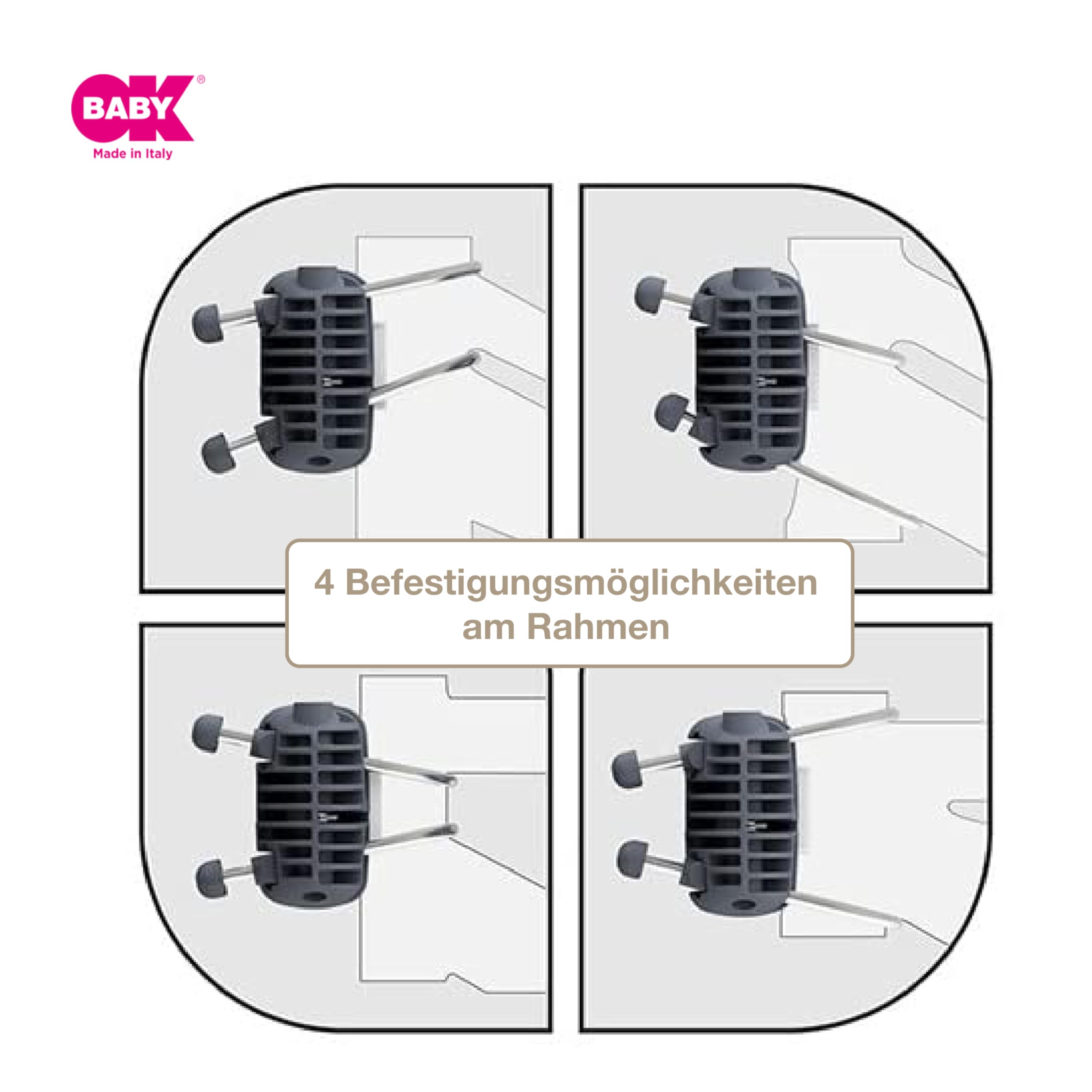 OKBABY Orion - Lenker-Kinderfahrradsitz - für Babys ab 7/8 Monaten (max. 15 kg) - Grau/Grau
