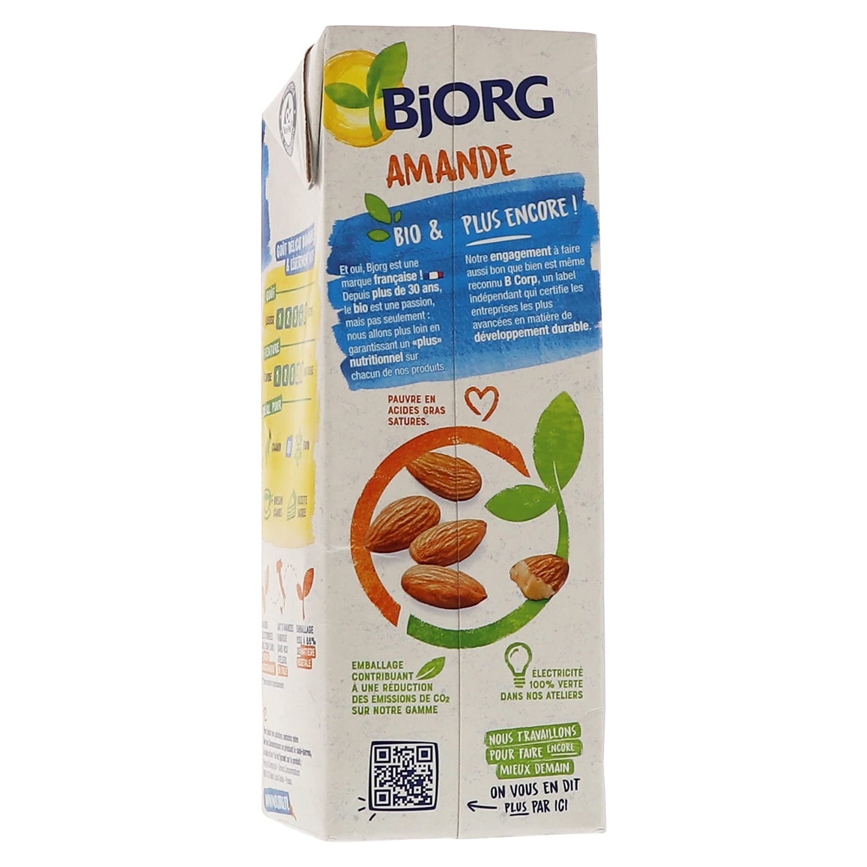 Bjorg Lait d'amande Bio – Boisson végétale bio – Pauvre en acides gras saturés – 1 L