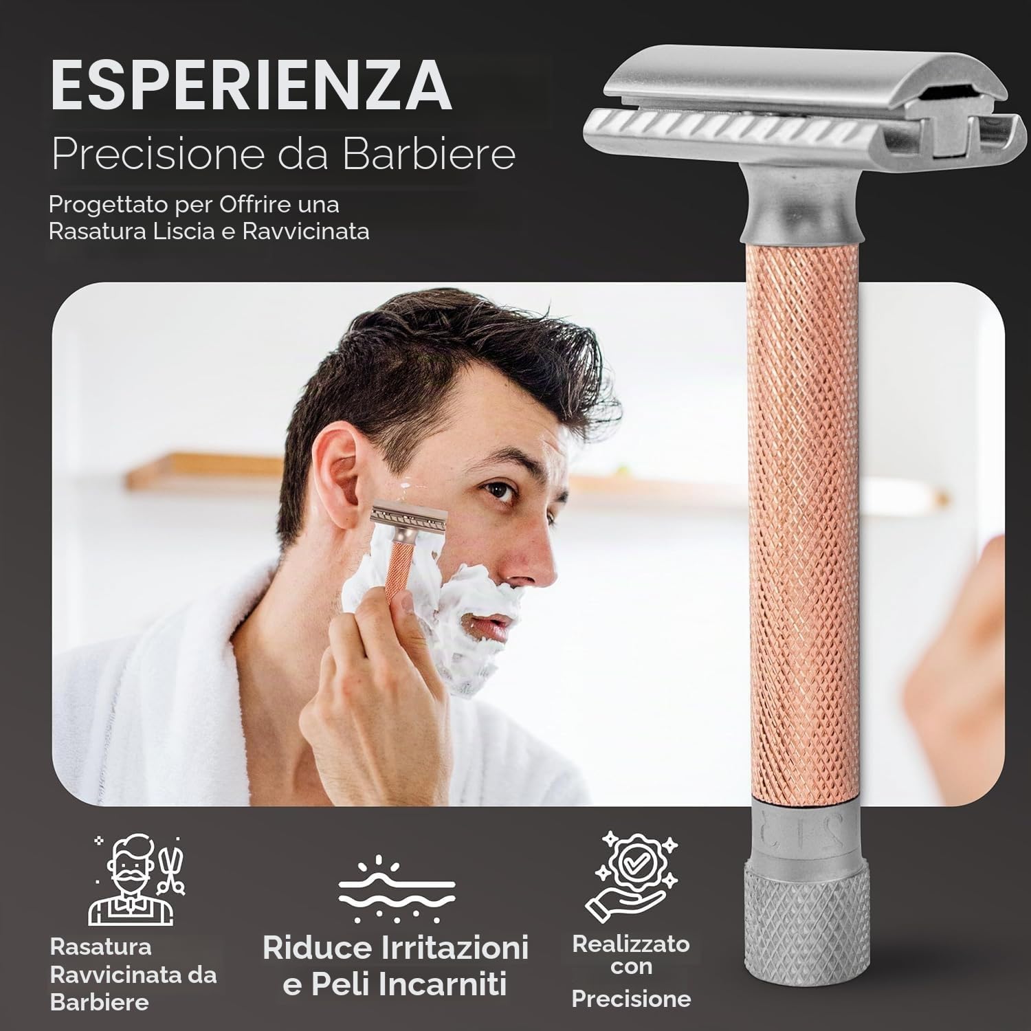Parker Safety Razor Parker rasoio di sicurezza variant regolabile versione rosegold