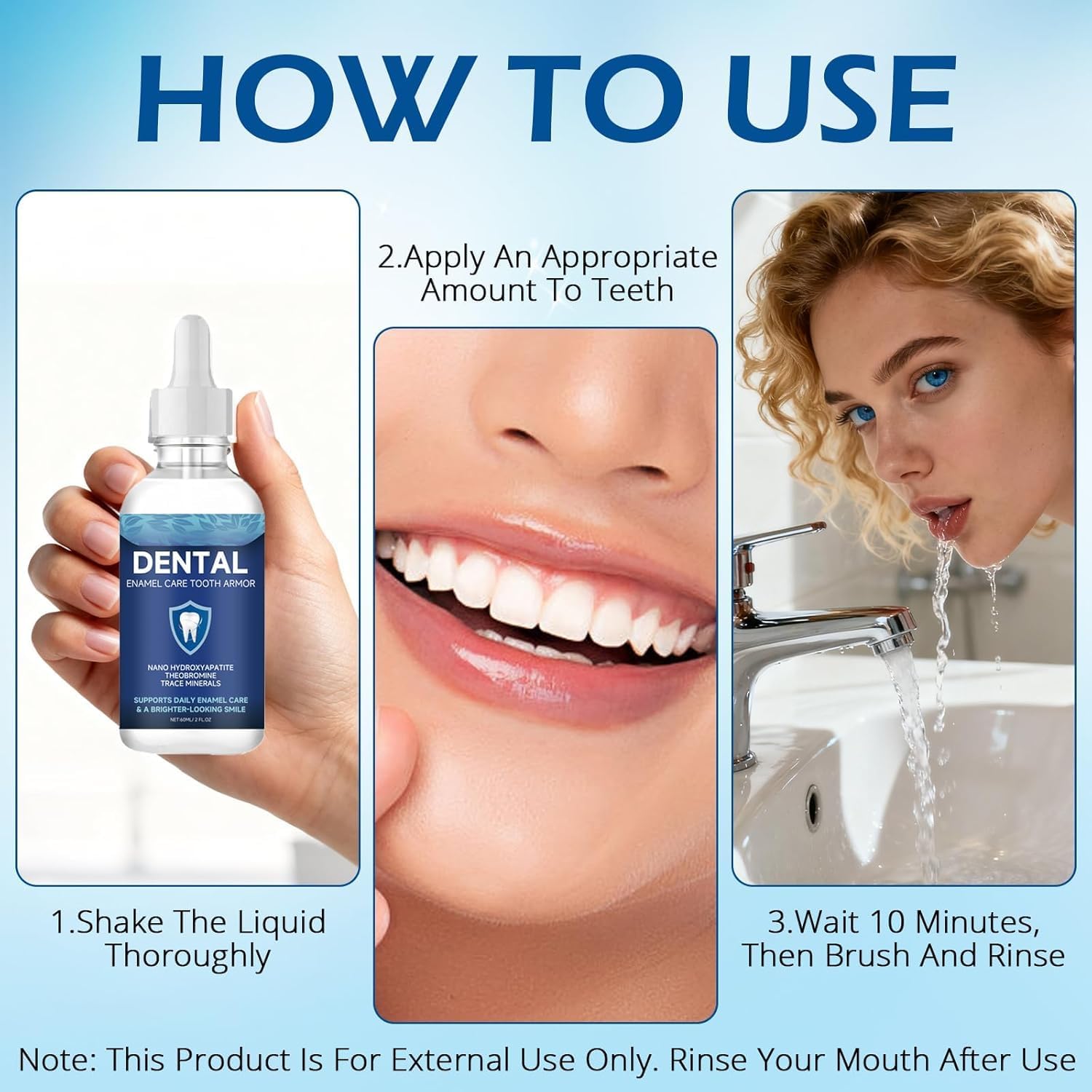 Cavity Healing Tooth Armor Liquid-Transparent Enamel Strengthening Formula with Hydroxyapatite, Enamel Support, Gum Health 2PCS，Q-ychiyanghuye2pc-01