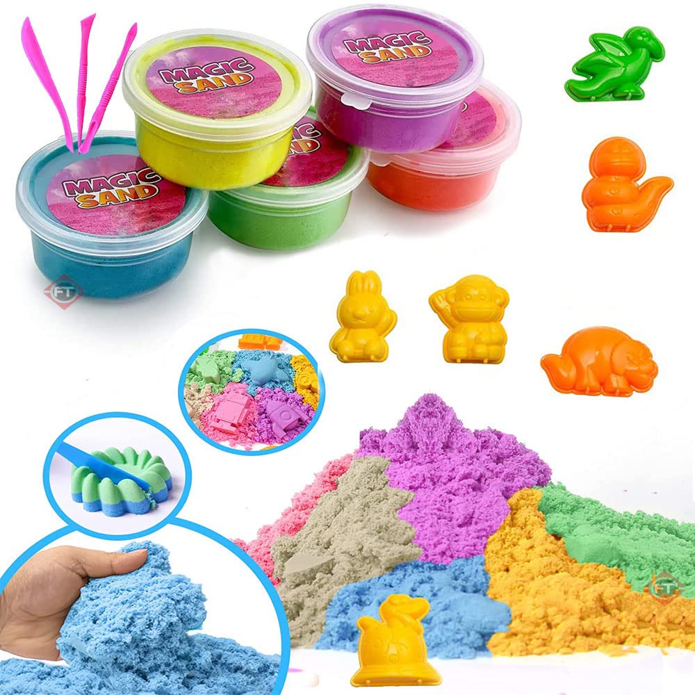 Firstly Traders Pack of 12 Mini Sand Multi Color for Kids with 12 Assorted Moulds+3 Modelling Tools - Kinetic Sand Kit Activity Toys, Soft Sand Clay Toys for Boys & Girls (B0BXPHF671) Amazon Price History, Amazon Price Tracker