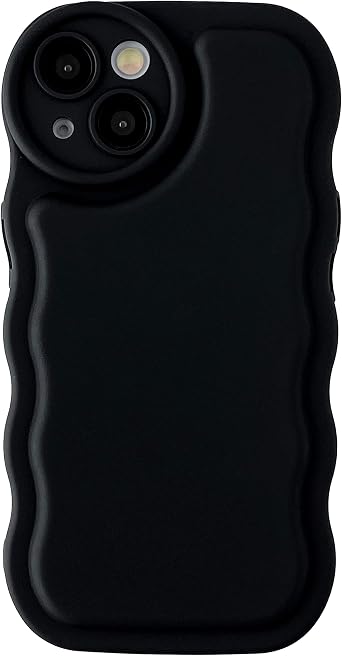 Caseative for iPhone 11 Case,Solid Color Curly Wave Frame Soft Compatible with iPhone Case Black,iPhone 11