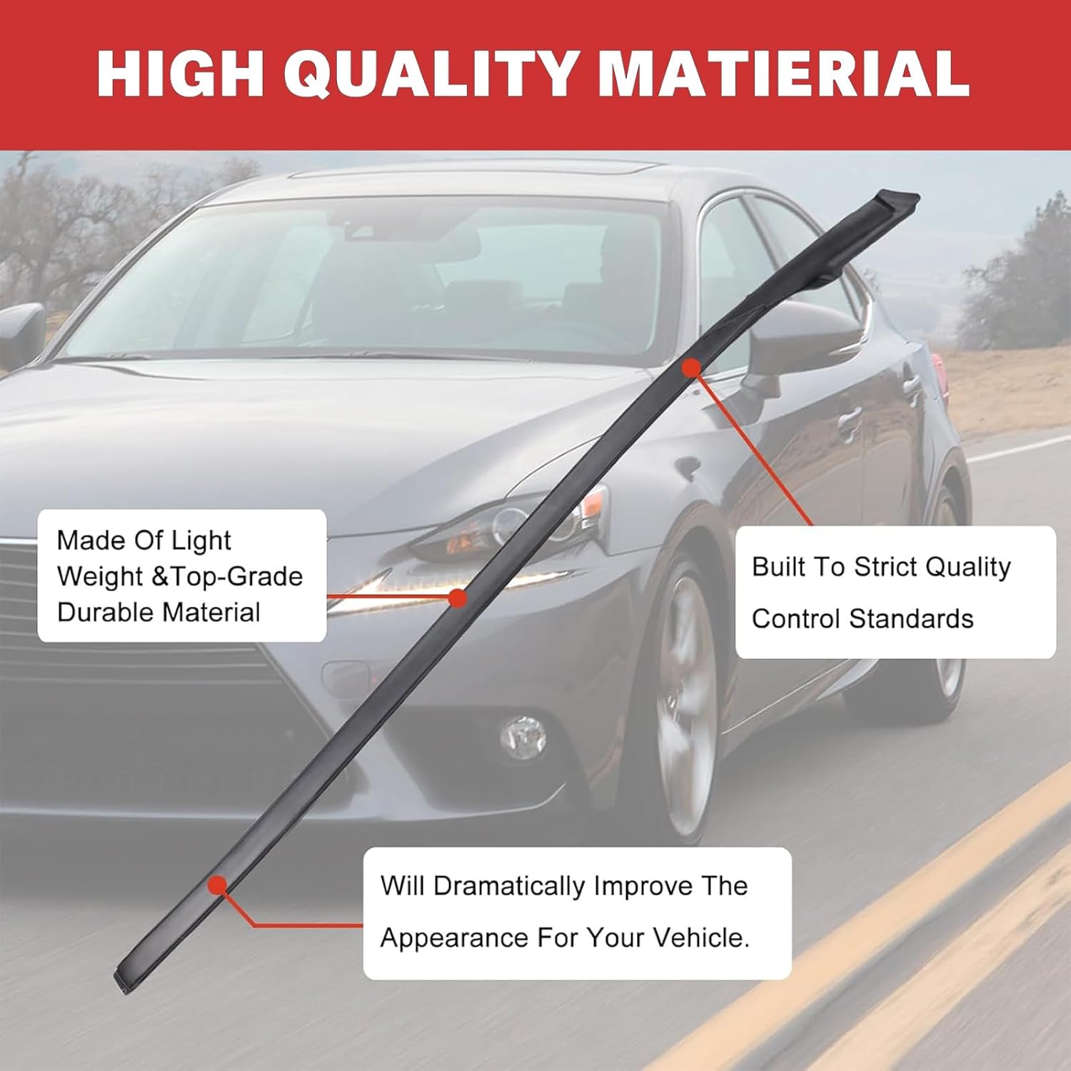 Driver and Passenger Side Windshield Moulding Kit Compatible with 2006-2013 Lexus IS250 IS350 is-F 75551-53020 75552-53020 75545-53011