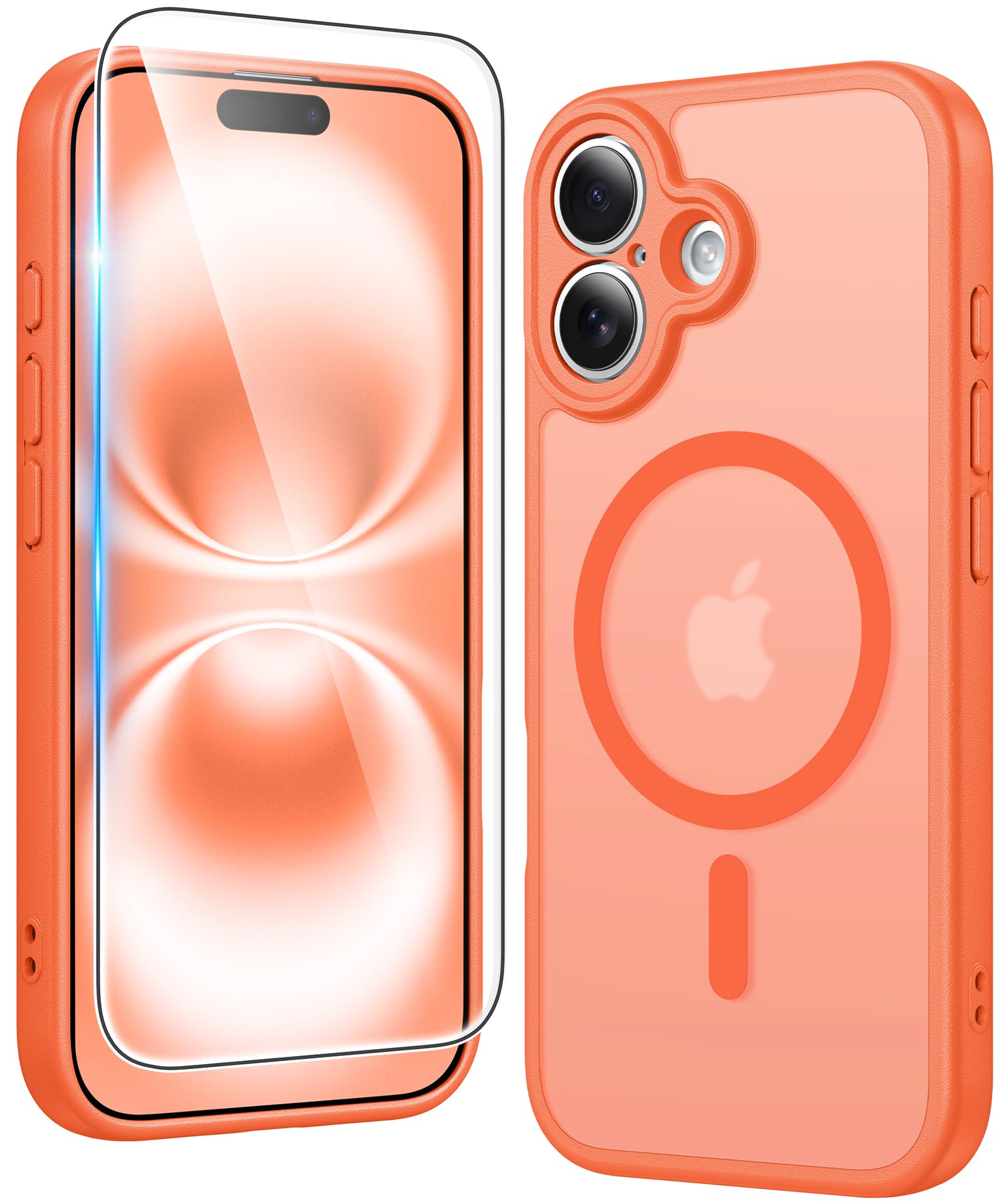 FNTCASE for iPhone 16 Plus Case Compatible with Magsafe Matte Phonecase | Screen Protector, Military Grade Drop Protection, Slim Magnetic Phone Cases, Shockproof Bumper, Translucent Cell Cover