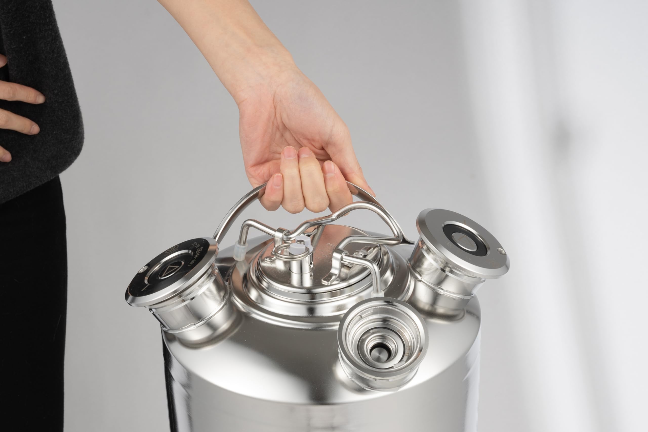 Fût de nettoyage de bière, en acier inoxydable, 10 l, à 3 têtes, avec 2 tonneaux A + 1 pic en S – Réservoir de nettoyage en acier 304 pour tireuses à bière, pubs et brassage domestique, avec