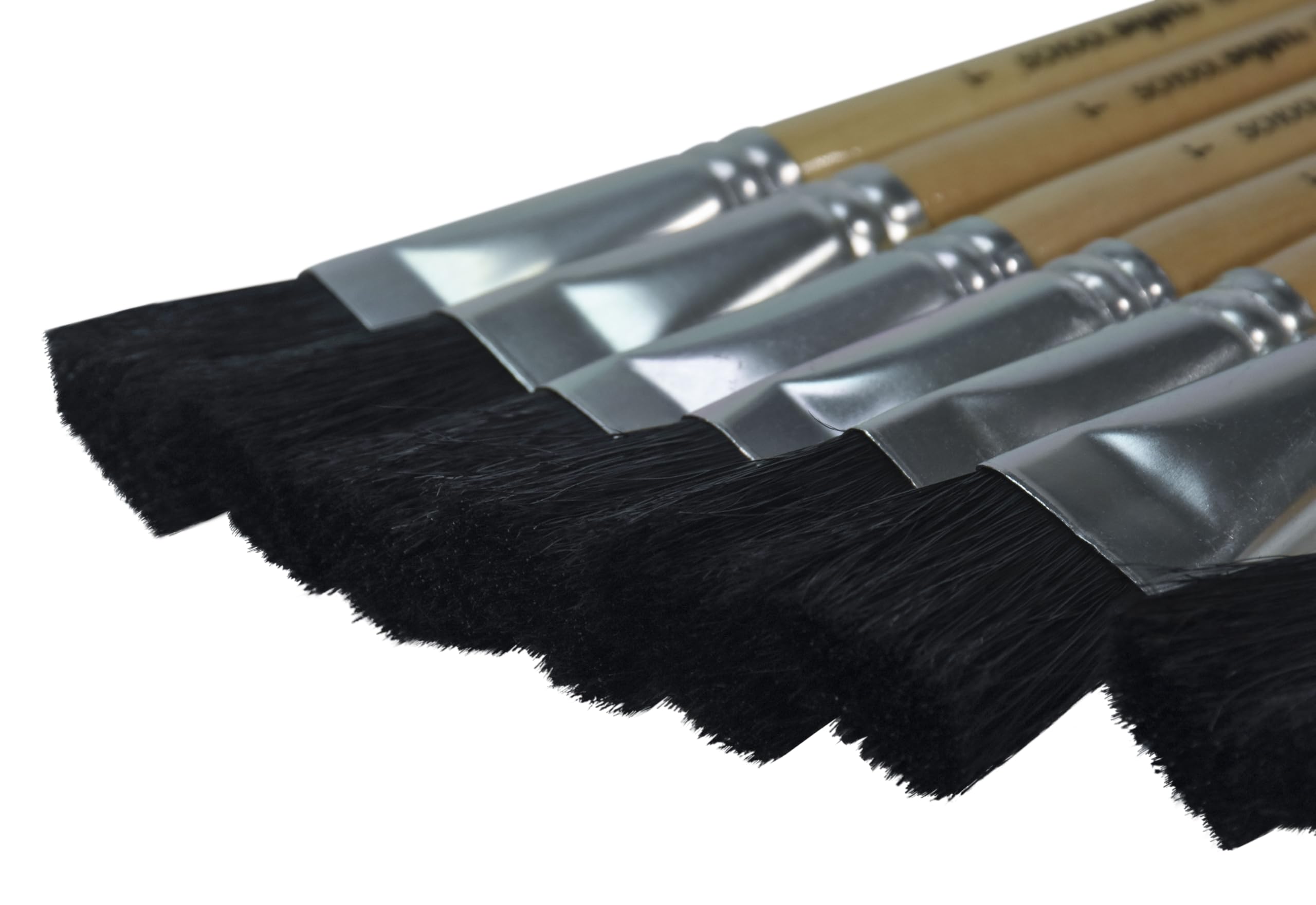 School Smart Black Bristle Paint Brushes with Short Wooden Handles for School and Arts and Crafts Use, Bulk Set of 24 - Image 4