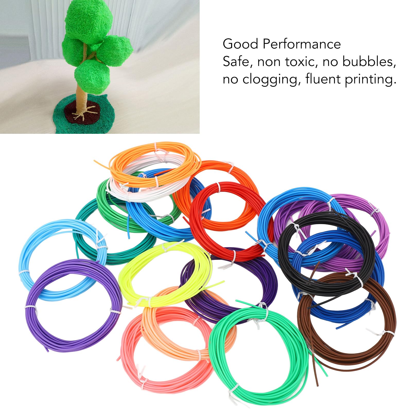 3D Pen Filament Refills, 20 Colors Low Temp 3D Printing Pen Filament PCL 1.75mm 3D Printing Pen Consumable for Children Painting, Crafting, DIY