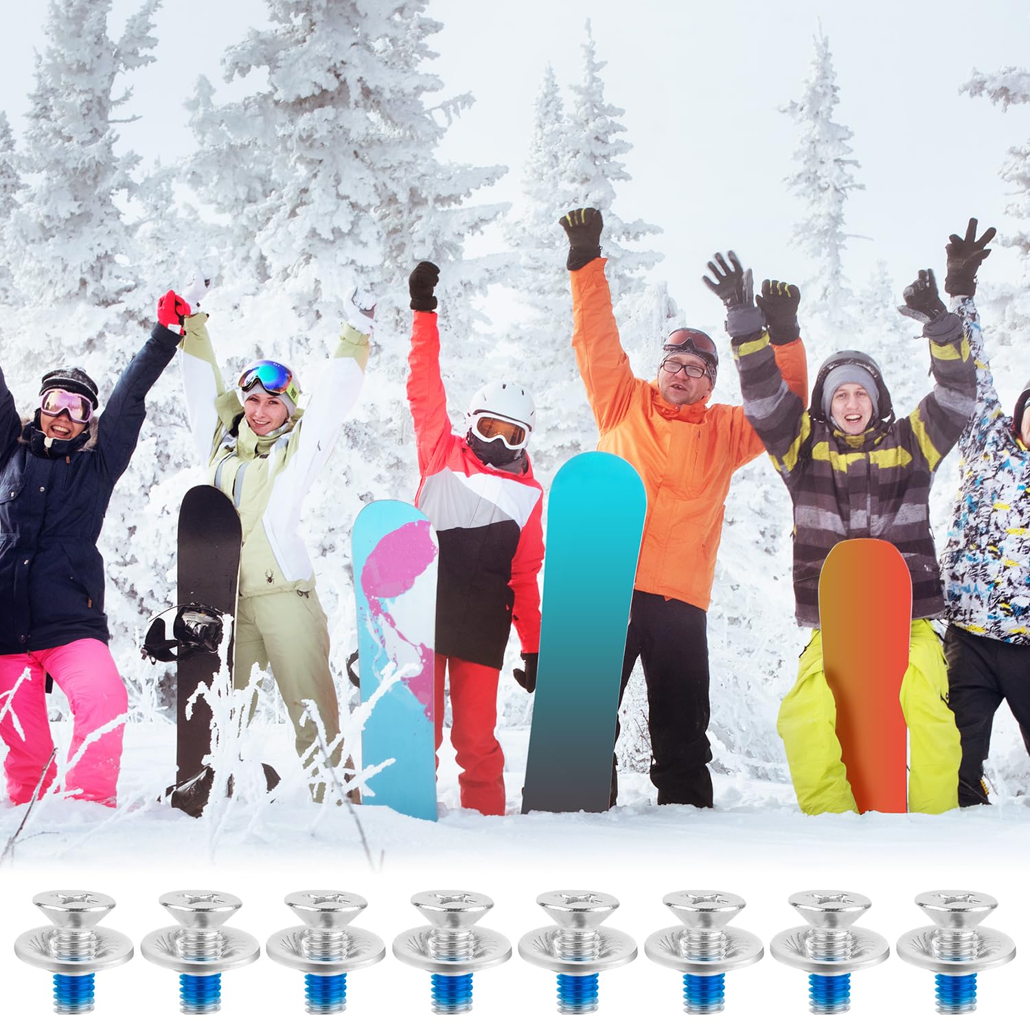 8szt Czesciowy Zestaw Srub Wiazan Snowboardowych, Zestaw Wymiennych Srub Wiazan Snowboardowych i Narciarskich Sruby do Wiazan Wakeboardowych do Uprawiania Sportów na Swiezym Powietrzu