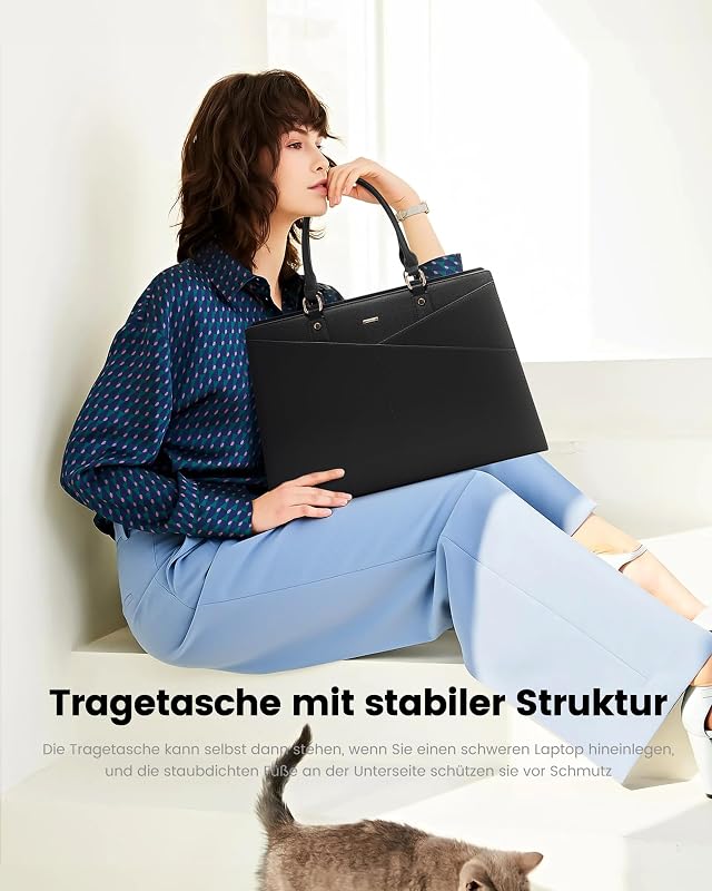 LOVEVOOK női laptop táska 15,6-17 hüvelyk vízálló shopper táska fekete