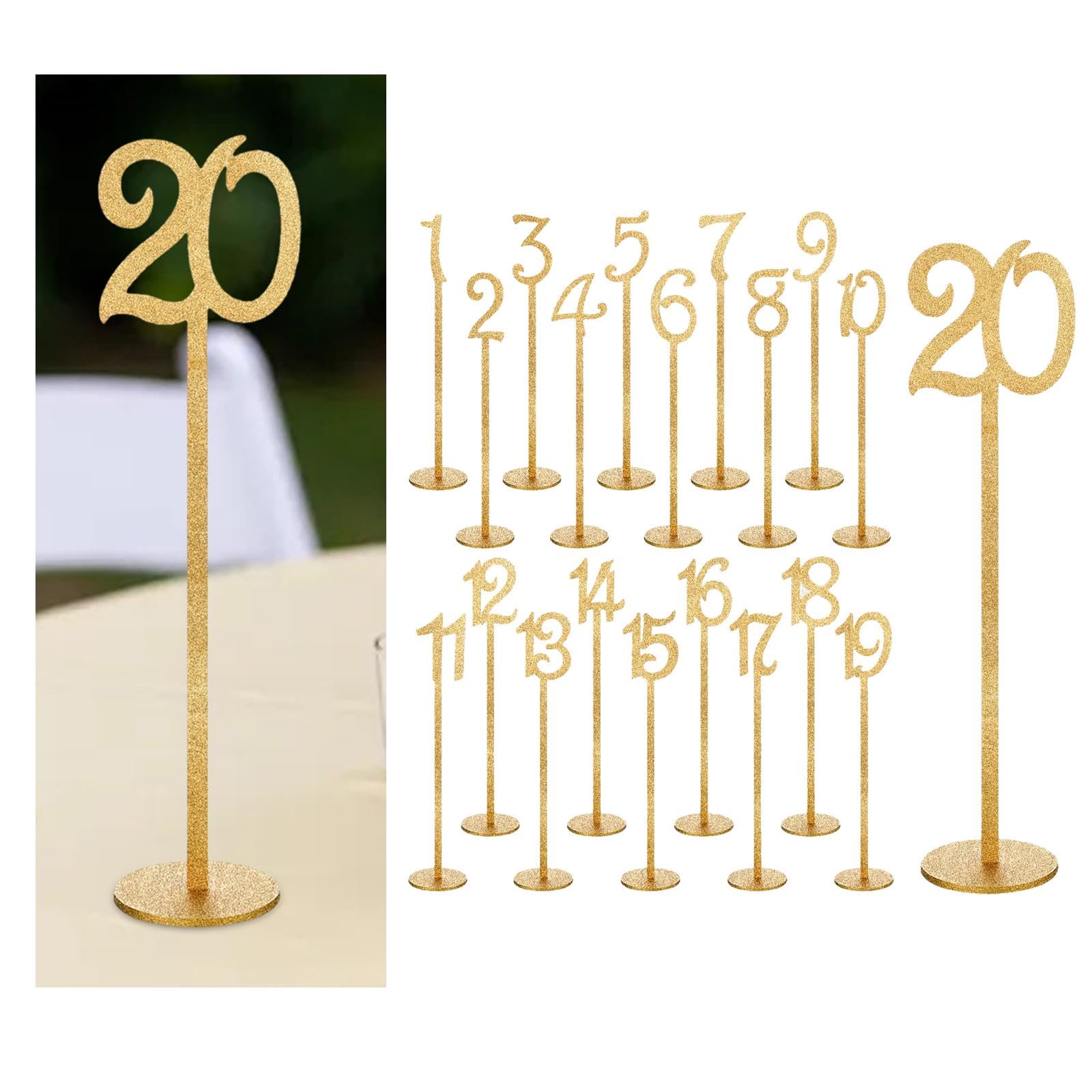 10 Tischkarten Aus Holz mit Sockel, Dekorative Beschilderung, Geeignet für Hochzeiten, Partys Und Jubiläen, 20 Stück golden