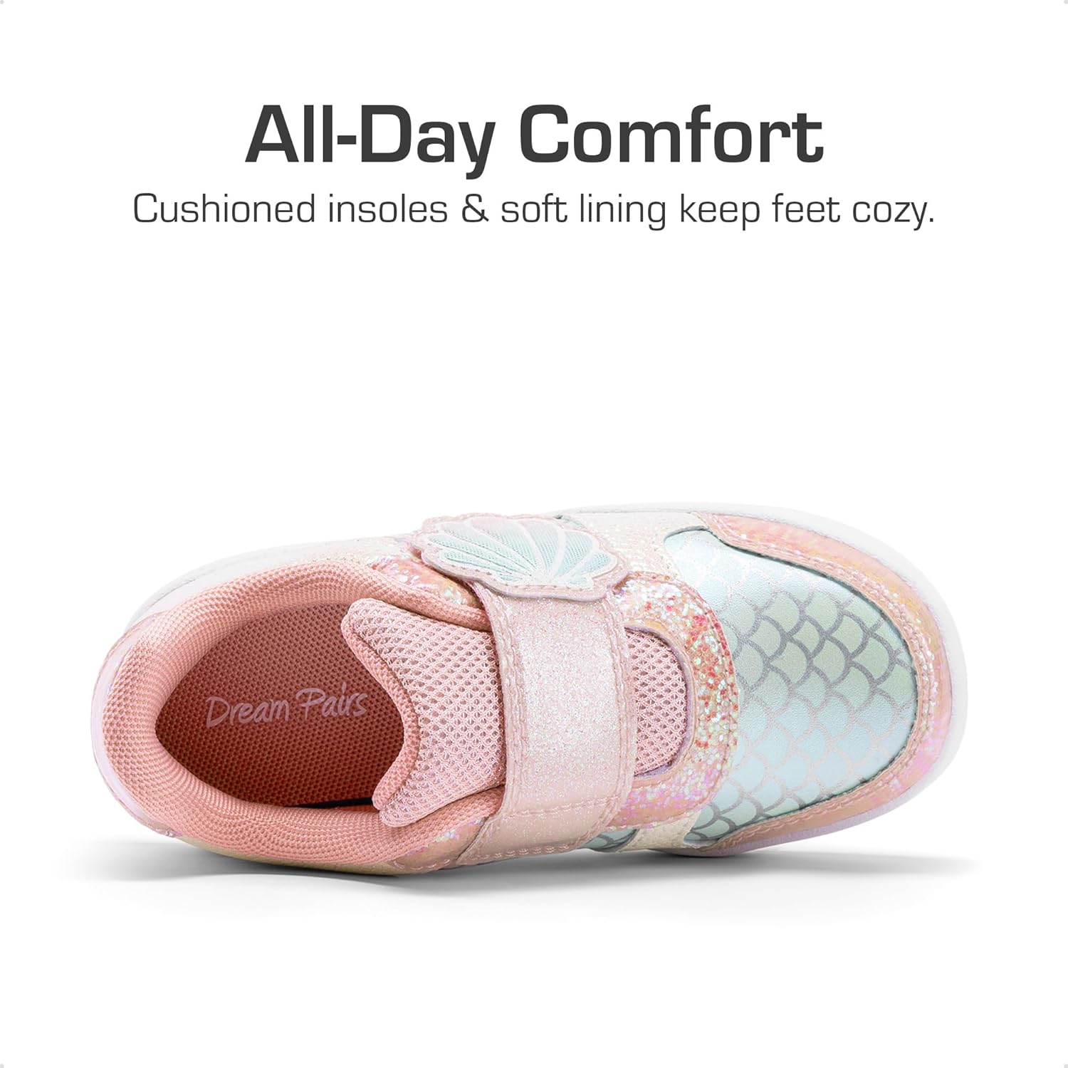 DREAM PAIRS Toddler Girls Sneakers Sparkly Shiny Lightweight Comfortable Hook and Loop Casual Walking Little Kids Shoes - Image 3