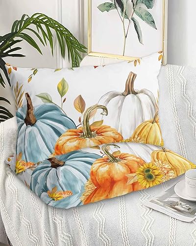 Miniatura 2 de Fundas de almohada de tamaño estándar de eucalipto y calabaza, paquete de 2 fundas de almohada suaves para sofá, sofá, funda de cojín lumbar de