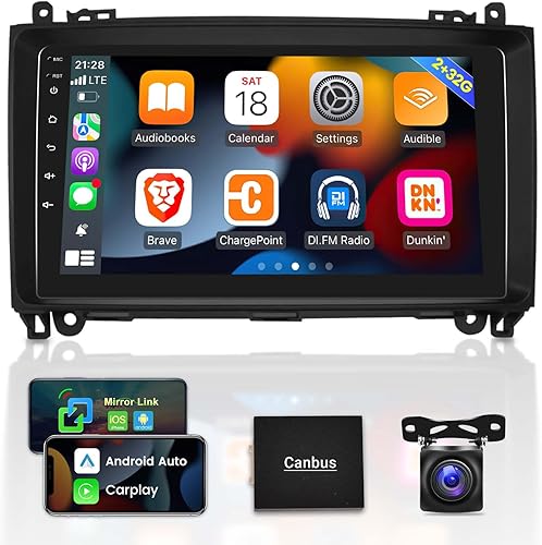 2G+32G Radio de coche para Mercedes Benz W906 Sprinter W169 W245 W639 Vito Viano, pantalla táctil Android estéreo de 9 pulgadas, CarplayAndroid