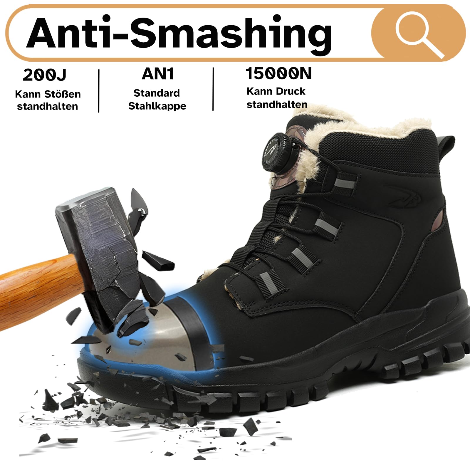 Chaussure de Sécurité Homme Femme Hiver Imperméable Chaussures de Travail Embout Acier Antidérapante Bottes de Sécurité