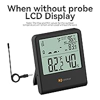Vista 2 de Termómetro Digital Interior y Exterior con Cable, Monitor de Temperatura Interior y Exterior con Registro de Mínimo/Máximo y Sensor de Sonda