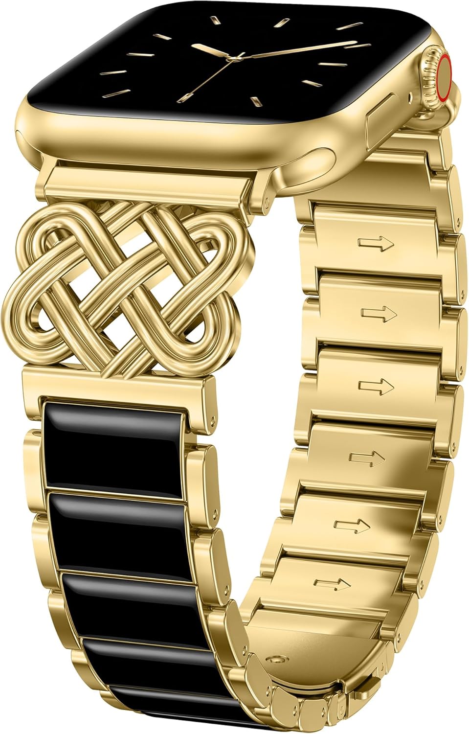 TOYOUTHS Compatible with Apple Watch Band Women 38/40/41/42/44/45/46/49mm Dressy Celtic Knot Metal Resin Strap Stainless Steel Chain Link Bracelet for iWatch Series 11 10 9 8 7 6 5 4 Ultra SE 3 2 1