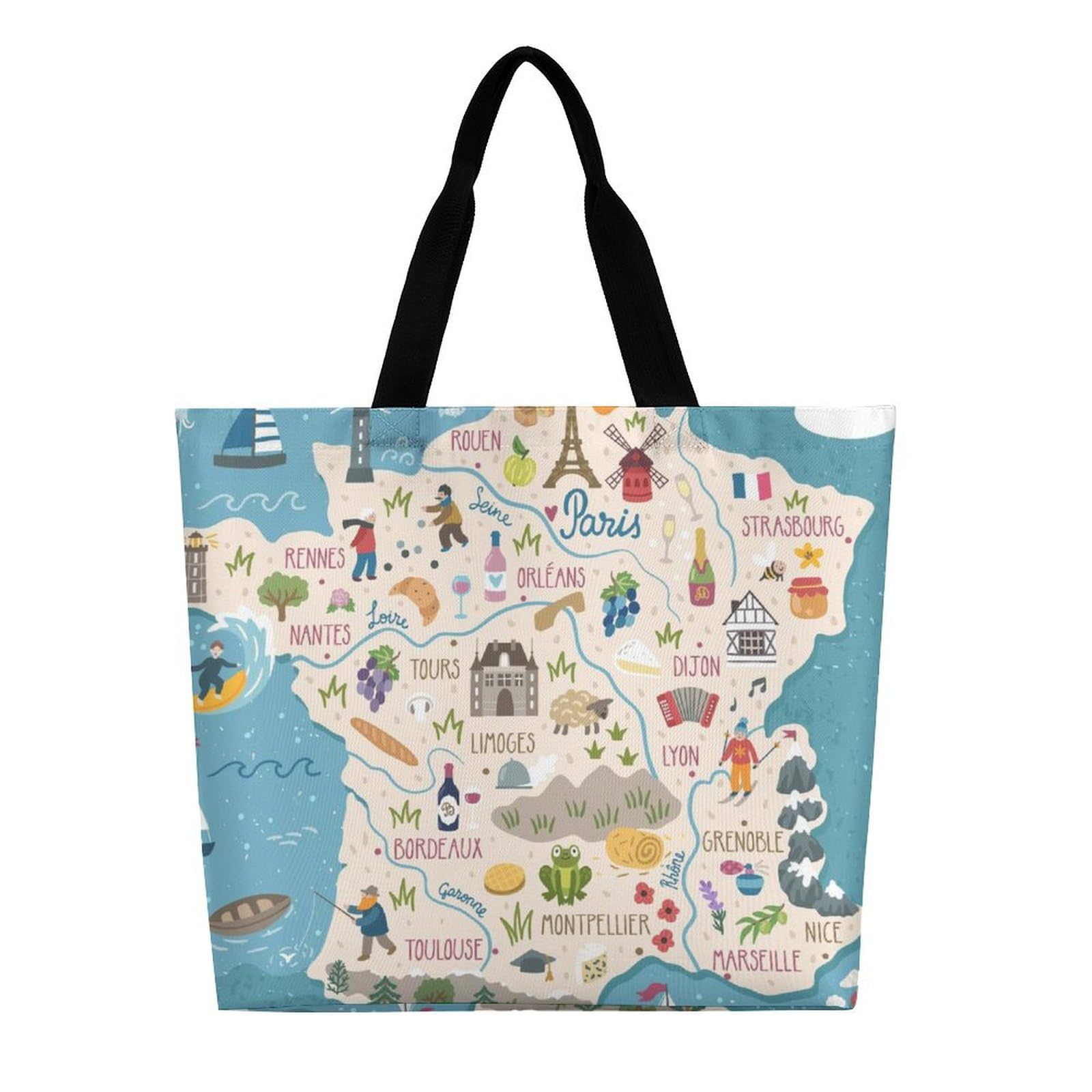 Amazon.co.jp: フランス 地図 マップ トートバック レディース 大容量