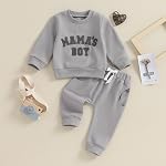 Toddler Baby Mama's Boy Clothes Long Sleeve Sweatshirts Pullover Tops + Joggers Pants Fall Winter 2pcs Outfit