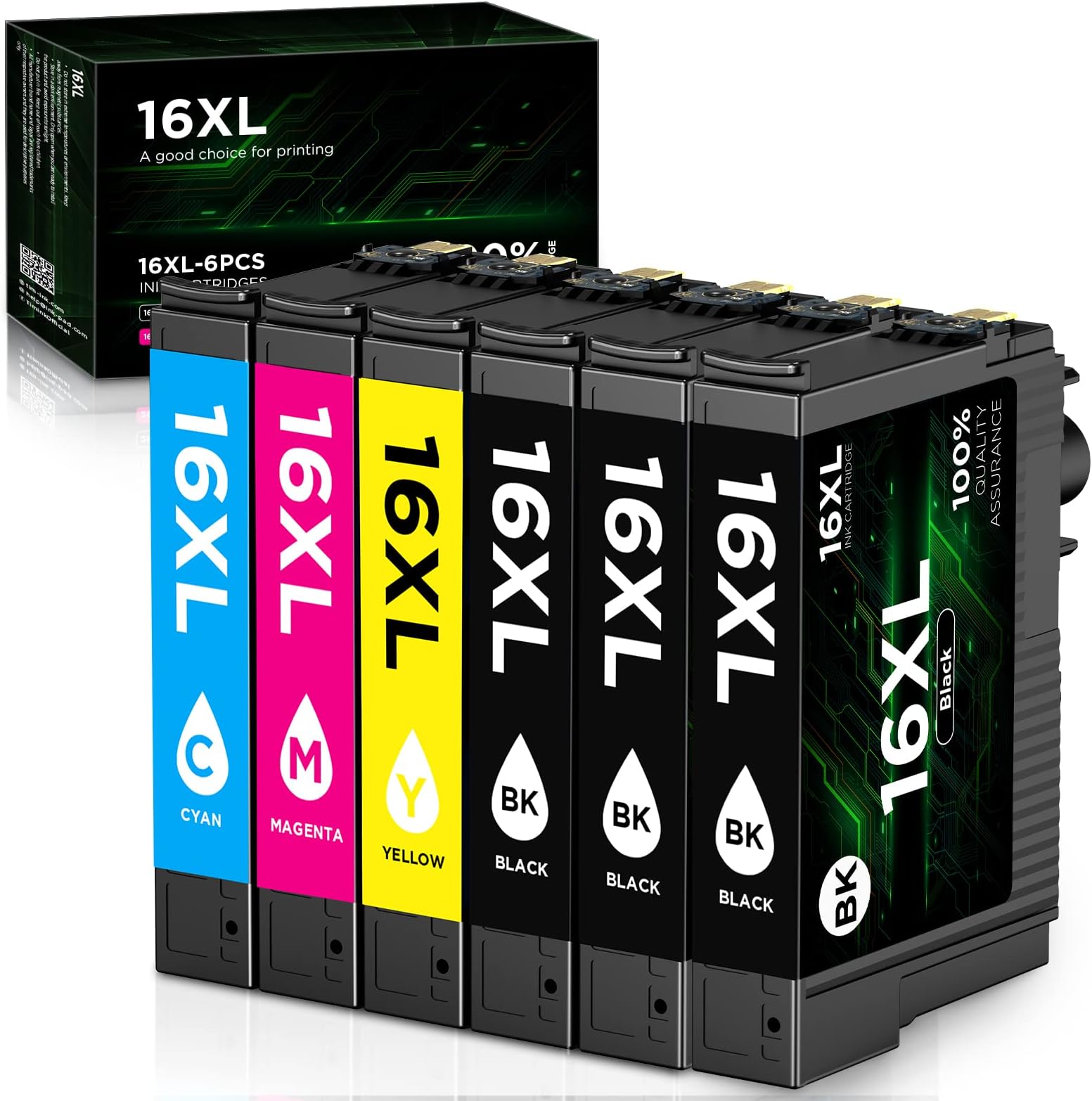 16 XL Ink Cartridges (6 Pack) Compatible with Epson 16 16XL Multipack for Workforce WF2750 WF2630 WF2530 WF2510 WF-2750 WF-2630 WF-2760 WF-2660 WF-2650 WF-2540 WF-2510 WF 2750