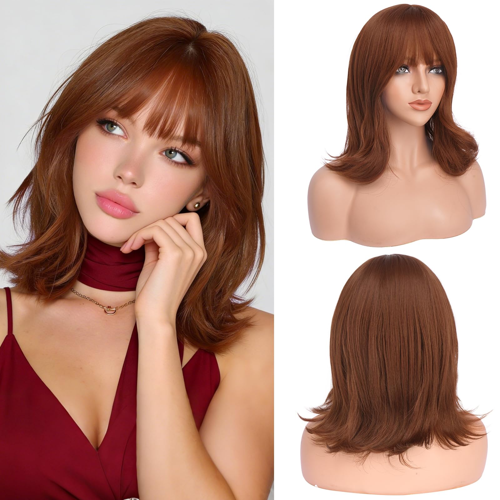 Haloo Shoulder-Length Layered Synthetic Wig with Bangs