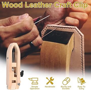 Stitch Pony Beech Wood Leather Pony Foldable Table Desktop Stitching Pony Horse Clamp Adjustable Leather Sewing Pony Professional Leather Working Tools for DIY Hand Leathercraft Sewing