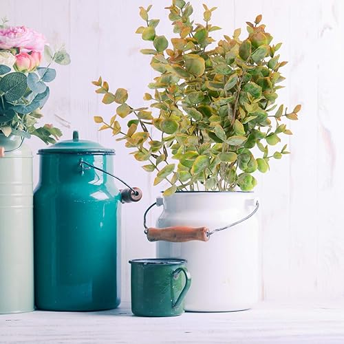 Miniatura 7 de VOSAREA 2 ramos de flores artificiales de seda para bodas y decoración del hogar, arreglo de vegetación de eucalipto, elegante centro de mesa para